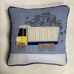 Pottery Barn Dump Truck Embroidered Pillow